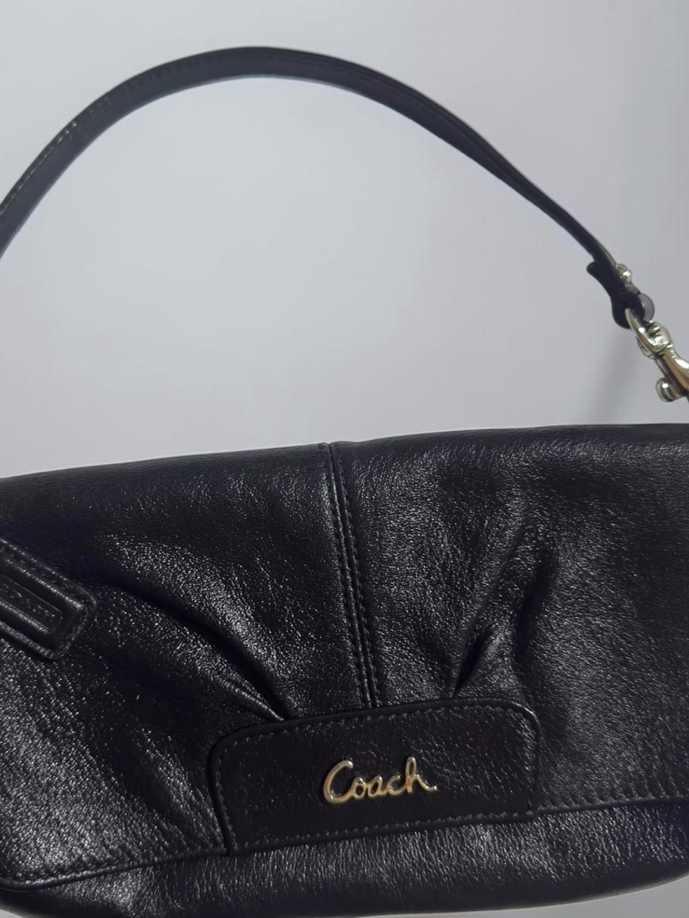 Authentic Vintage Coach Soho Hobo Bag, Black Leather Pleated Design, Y2K Era